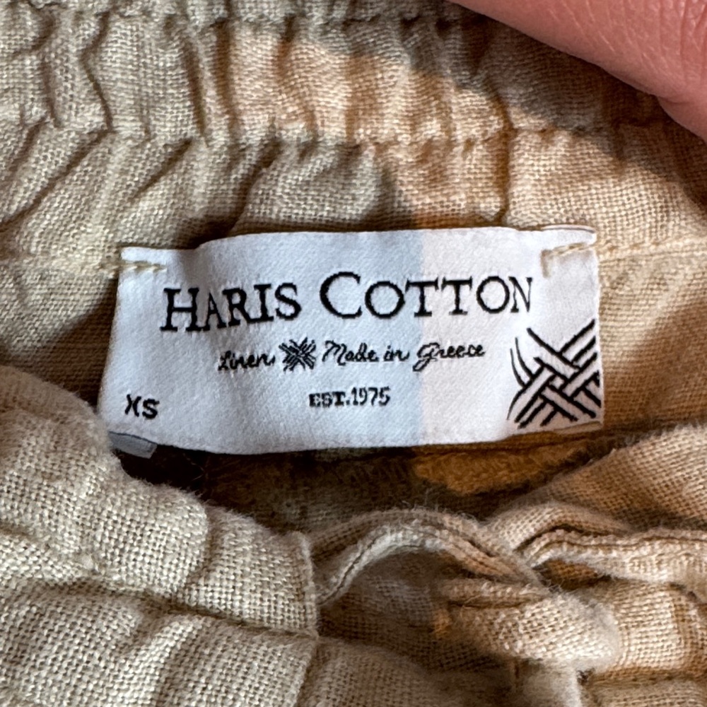 Beige 100% Linen Drawstring Pants - Picture 3 of 6